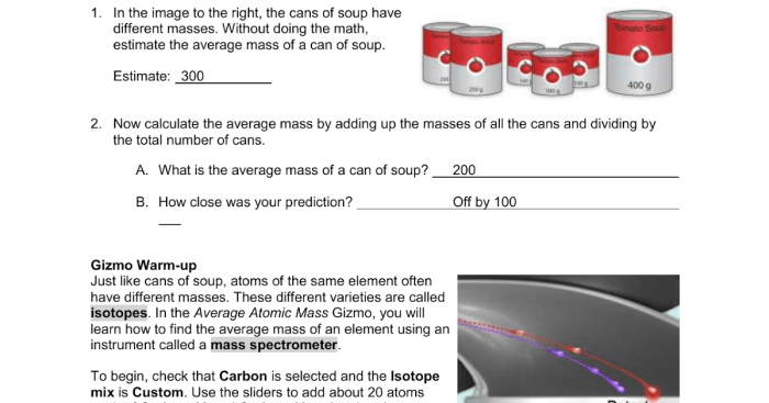 Average atomic mass gizmo answer key