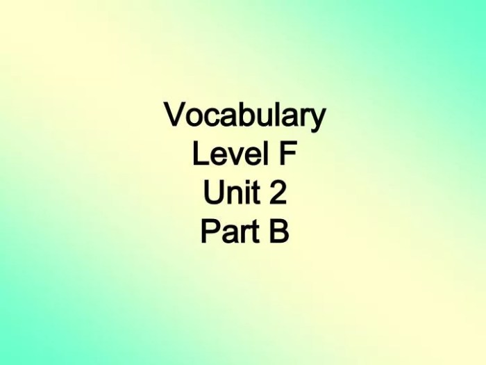 Vocabulary level f unit 2