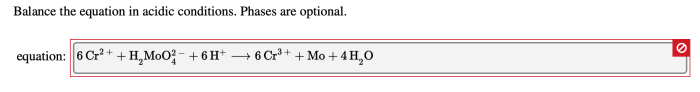 Balance the equation in acidic conditions phases are optional